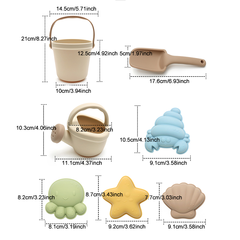 7Pcs Kids Silicone Beach Toys  - Kids Outdoor Toy Storage recension och pris