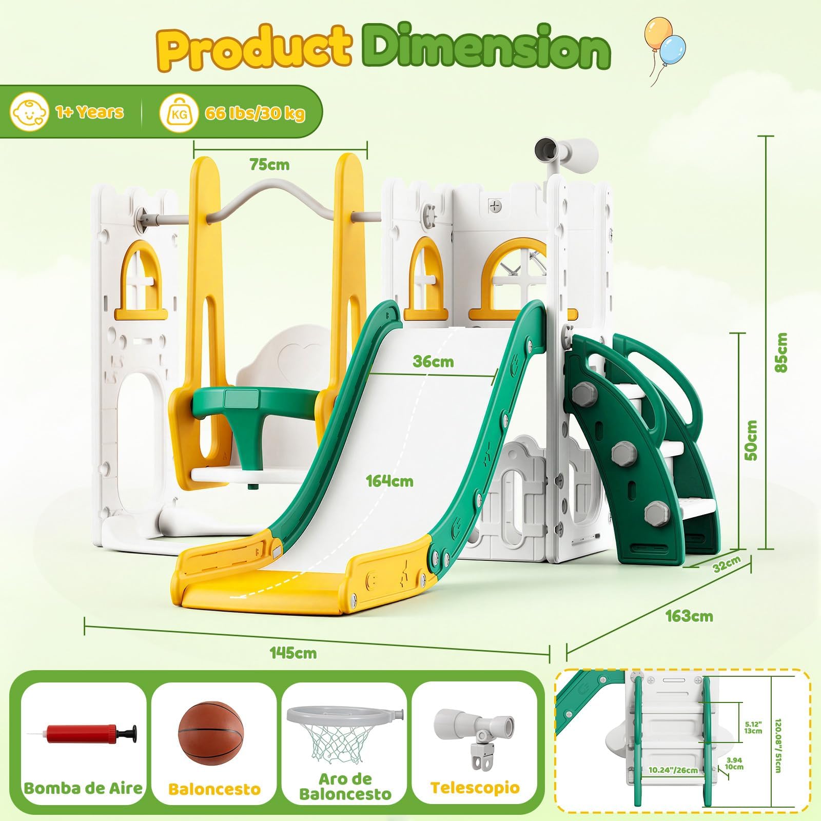 7 in 1 Toddler Slide And Swing - Kids Outdoor Swing And Slide recension och pris