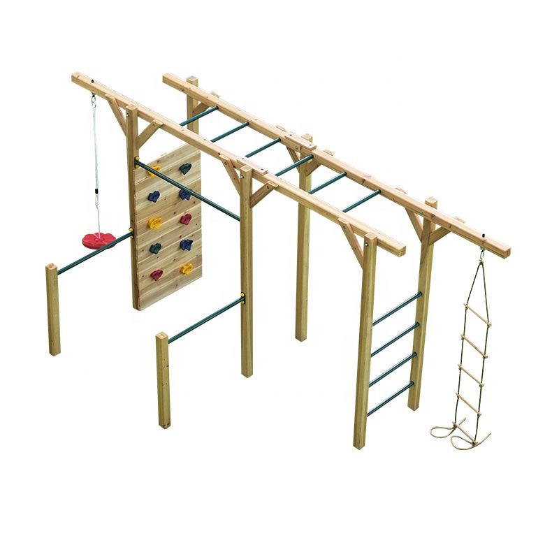 6 in 1 Wooden Fitness Equipmen - Kids Outdoor Monkey Bars recension och pris
