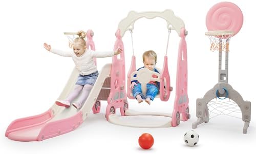 6 in 1 Toddler Slide and Swing - Kids Outdoor Swing And Slide recension och pris