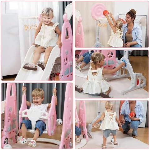 6 in 1 Toddler Slide and Swing - Kids Outdoor Swing And Slide recension och pris