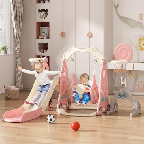 6 in 1 Toddler Slide and Swing - Kids Outdoor Swing And Slide recension och pris