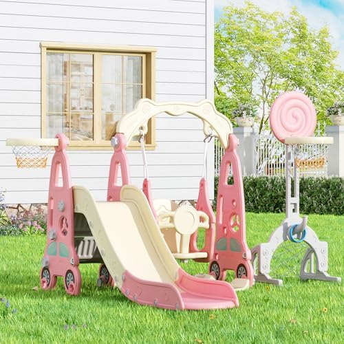 6 in 1 Toddler Slide and Swing - Kids Outdoor Swing And Slide recension och pris